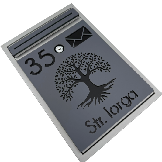 CUTIE POSTALA PERSONALIZATA - Gri Satinat / Negru Lucios - 32x22x9cm 🌳