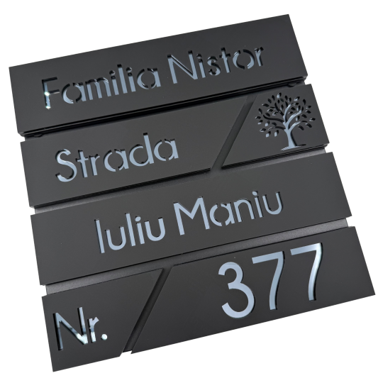 CUTIE POSTALA NEAGRA - Negru Satinat / Gri Antracit Oglinda - 37x36x11cm