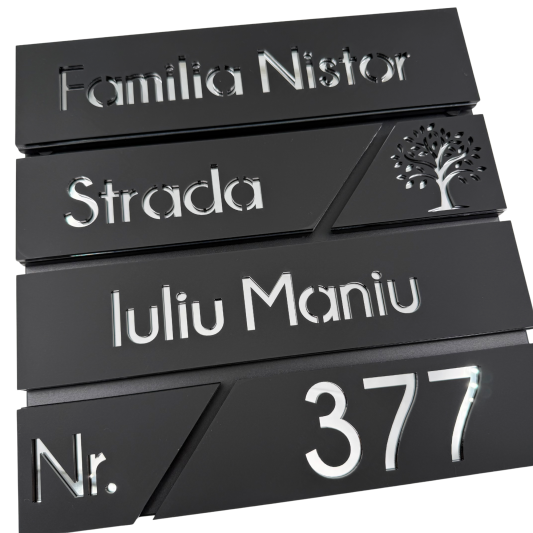 CUTIE POSTALA NEAGRA - Negru Satinat / Argintiu Oglinda - 37x36x11cm