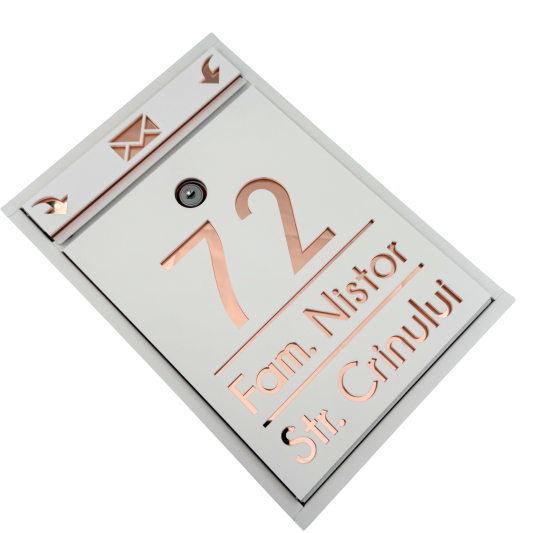 CUTIE POSTALA PERSONALIZATA - Alb Satinat / Roze Auriu Oglinda - 32x22x9cm
