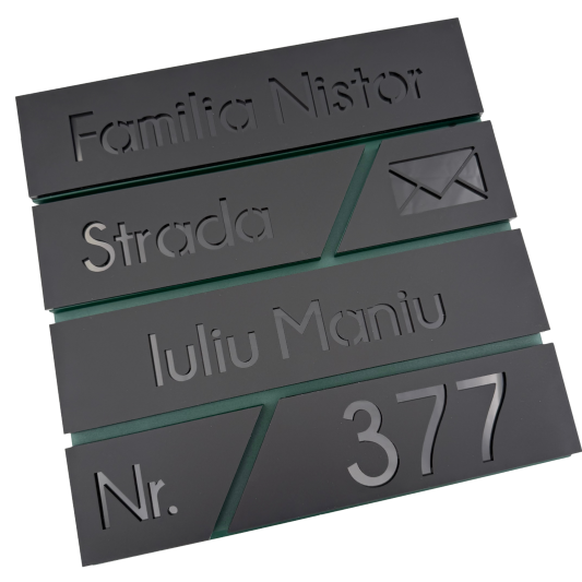 CUTIE POSTALA VERDE - Negru Satinat / Negru Lucios - 37x36x11cm