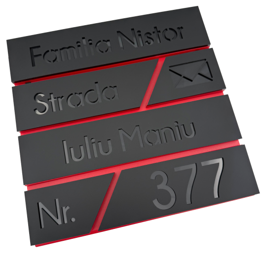 CUTIE POSTALA ROSIE - Negru Satinat / Negru Lucios - 37x36x11cm