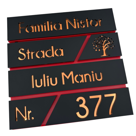 CUTIE POSTALA ROSIE - Negru Satinat / Cupru Oglinda - 37x36x11cm
