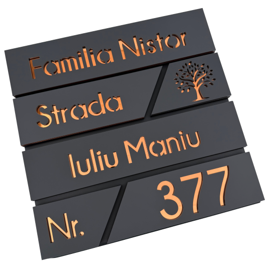 CUTIE POSTALA GRI ANTRACIT - Gri Satinat / Cupru Oglinda - 37x36x11cm