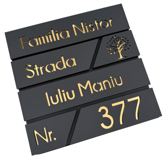 CUTIE POSTALA GRI ANTRACIT - Gri Satinat / Auriu Oglinda - 37x36x11cm