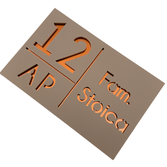 NUMAR APARTMANET PREMIUM - Crem Satinat / Cupru Oglinda - 20x13cm