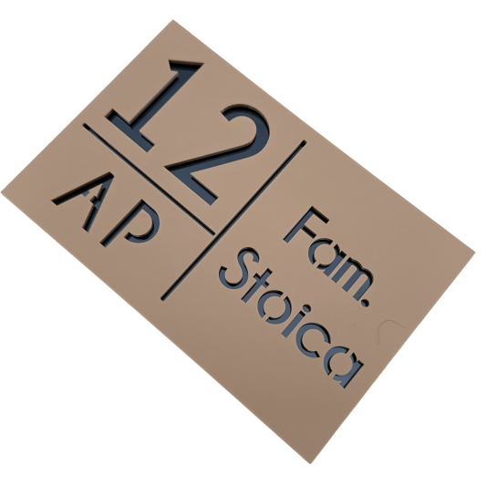 NUMAR APARTMANET PREMIUM - Crem Satinat / Gri Antracit Oglinda - 20x13cm