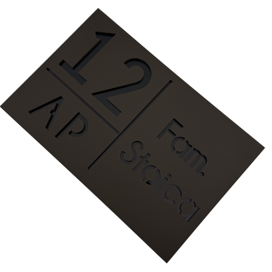 NUMAR APARTMANET PREMIUM - Maro Satinat / Negru Lucios - 20x13cm