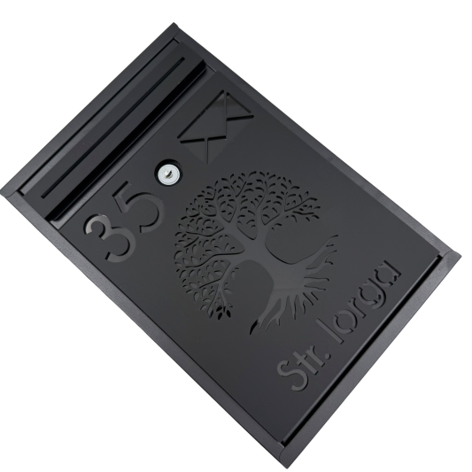 CUTIE POSTALA PERSONALIZATA - Negru Satinat / Negru Lucios - 32x22x9cm 🌳