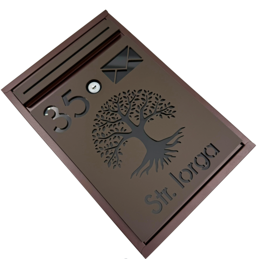 CUTIE POSTALA PERSONALIZATA - Maro Satinat / Negru Lucios - 32x22x9cm 🌳