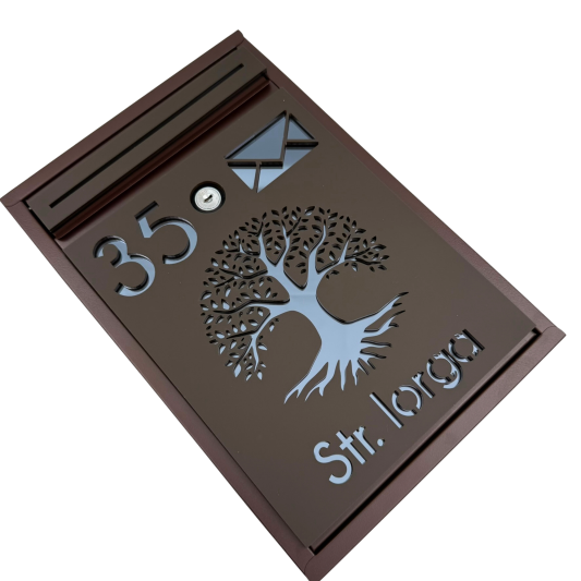 CUTIE POSTALA PERSONALIZATA - Maro Satinat / Gri Antracit Oglinda - 32x22x9cm 🌳