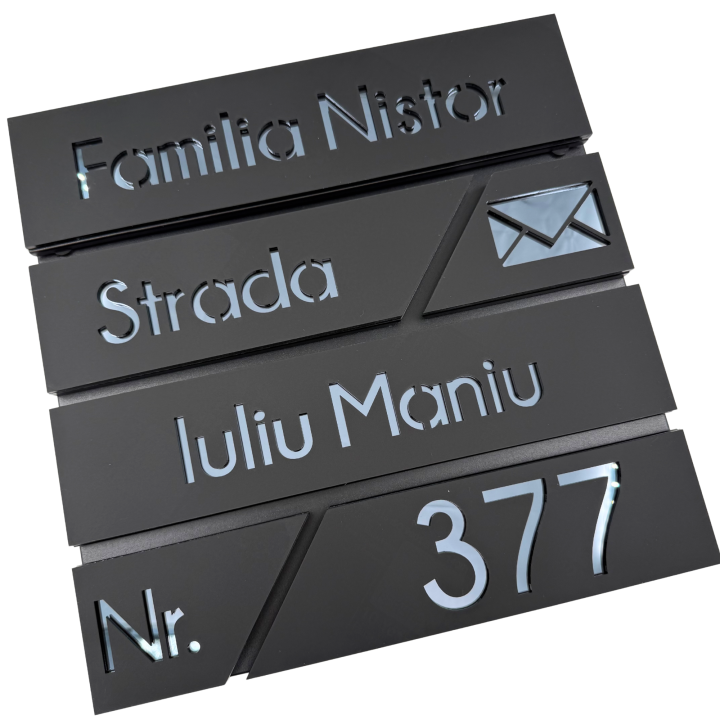 CUTIE POSTALA NEAGRA - Negru Satinat / Gri Antracit Oglinda - 37x36x11cm