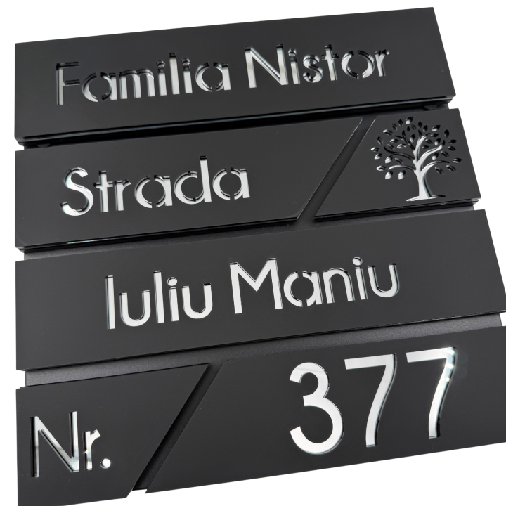 CUTIE POSTALA NEAGRA - Negru Satinat / Argintiu Oglinda - 37x36x11cm