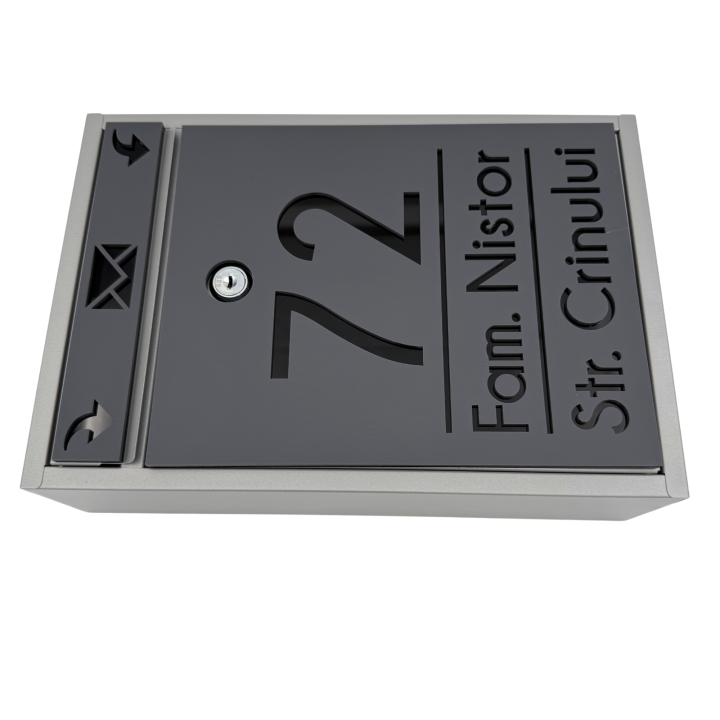 CUTIE POSTALA PERSONALIZATA - Gri Satinat / Negru Lucios - 32x22x9cm