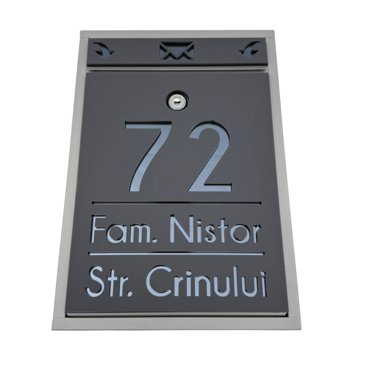 CUTIE POSTALA PERSONALIZATA - Gri Satinat / Gri Antracit Oglinda - 32x22x9cm