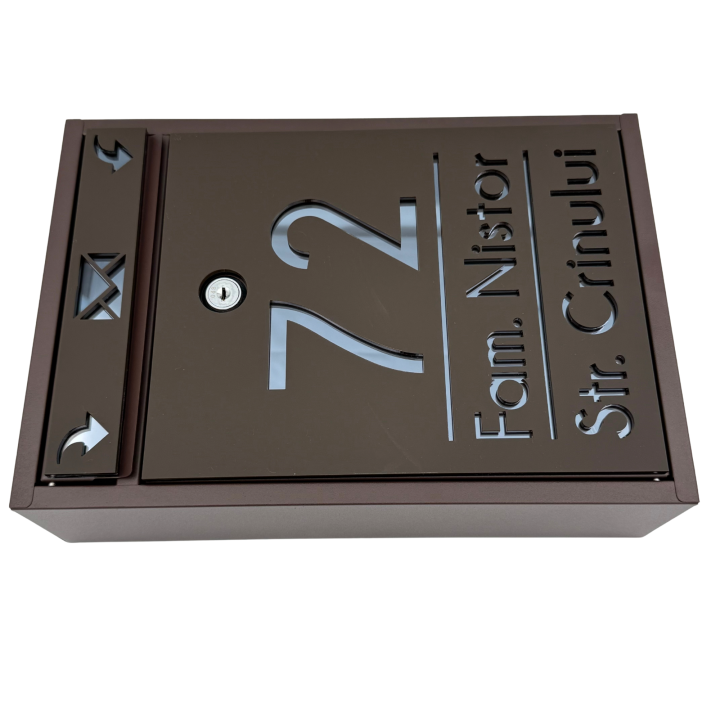 CUTIE POSTALA PERSONALIZATA - Maro Satinat / Gri Antracit Oglinda - 32x22x9cm