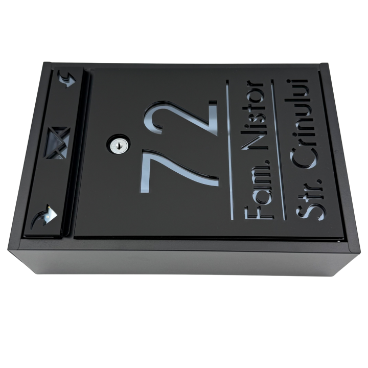 CUTIE POSTALA PERSONALIZATA - Negru Satinat / Gri Antracit Oglinda - 32x22x9cm