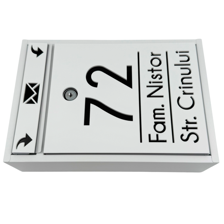 CUTIE POSTALA PERSONALIZATA - Alb Satinat / Negru Lucios - 32x22x9cm