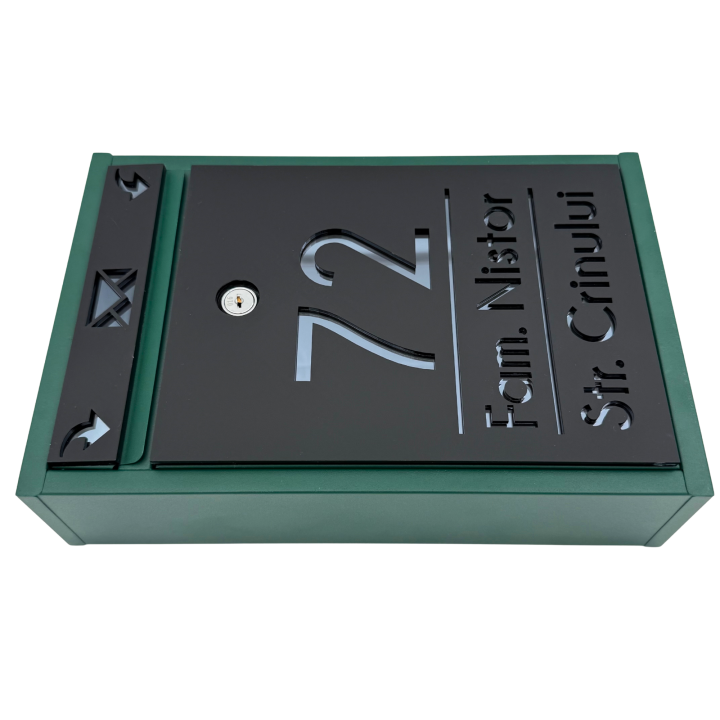 CUTIE POSTALA VERDE - Negru Satinat / Gri Antracit Oglinda  - 32x22x9cm