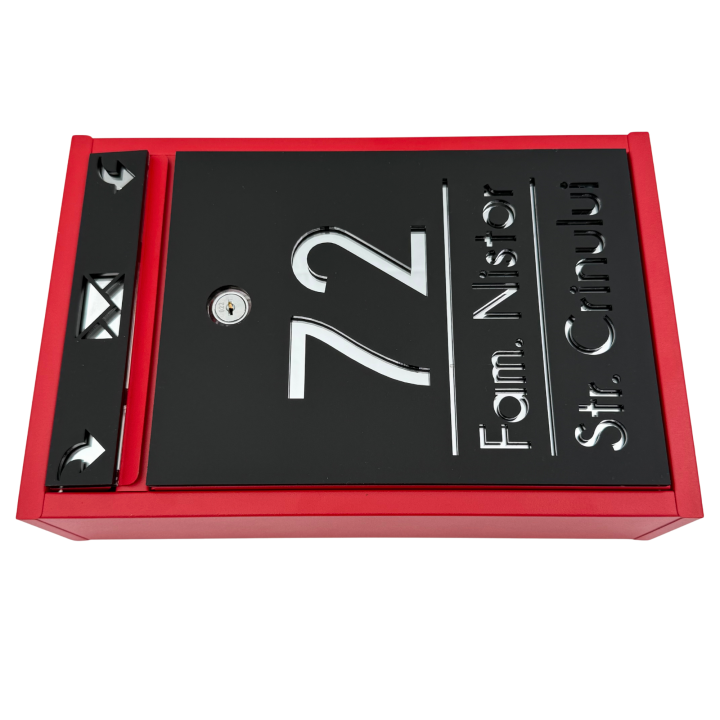 CUTIE POSTALA ROSIE - Negru Satinat / Argintiu Oglinda  - 32x22x9cm