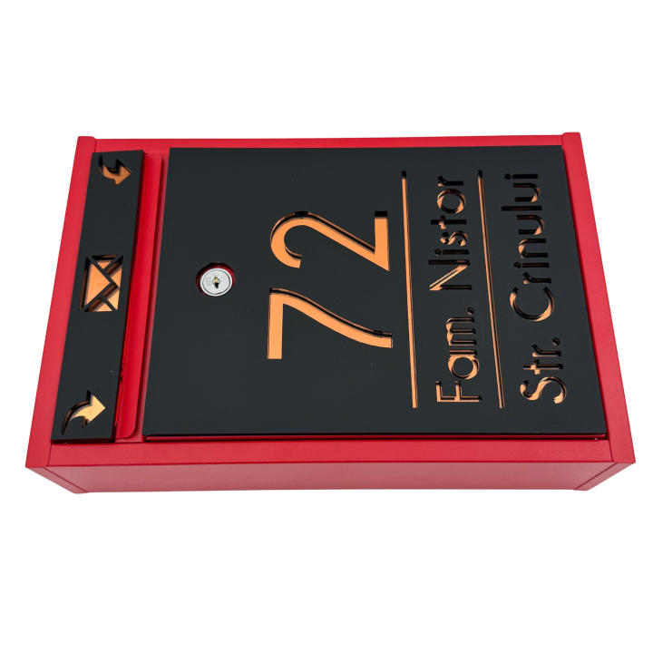 CUTIE POSTALA ROSIE - Negru Satinat / Cupru Oglinda  - 32x22x9cm