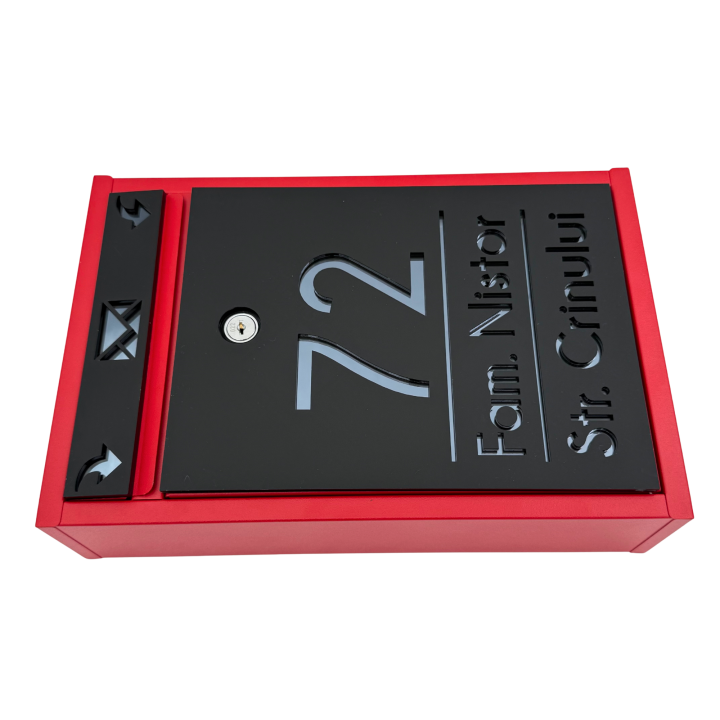 CUTIE POSTALA ROSIE - Negru Satinat / Gri Antracit Oglinda  - 32x22x9cm