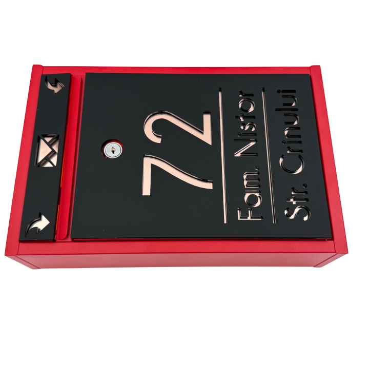 CUTIE POSTALA ROSIE - Negru Satinat / Roze Auriu Oglinda  - 32x22x9cm