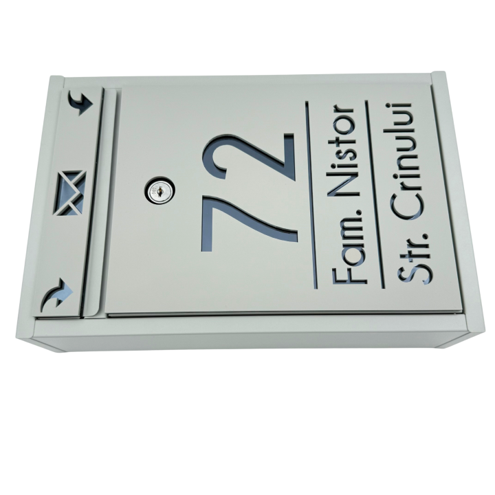 CUTIE POSTALA GRI LIGHT - Gri Light Satinat / Gri Antracit Oglinda - 32x22x9cm