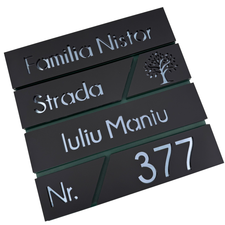 CUTIE POSTALA VERDE - Negru Satinat / Gri Antracit Oglinda - 37x37x11cm