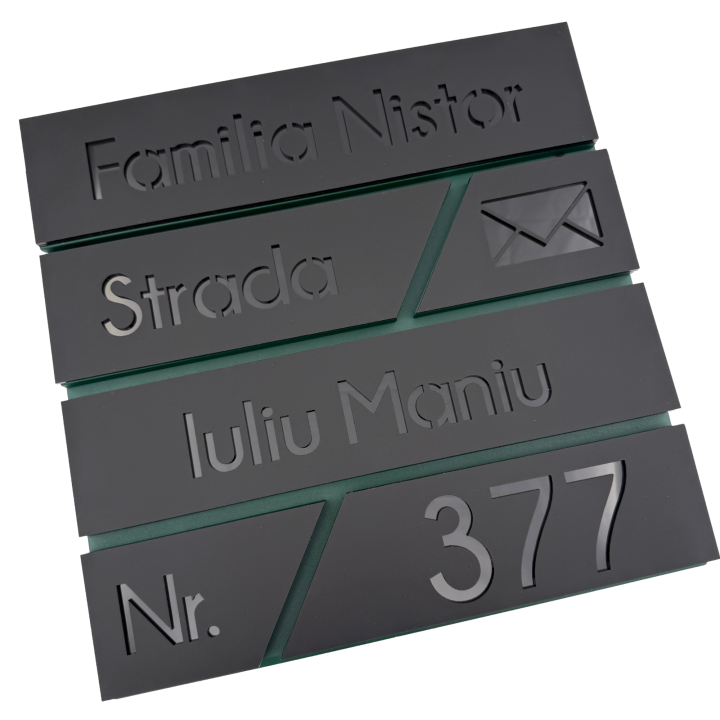 CUTIE POSTALA VERDE - Negru Satinat / Negru Lucios - 37x37x11cm