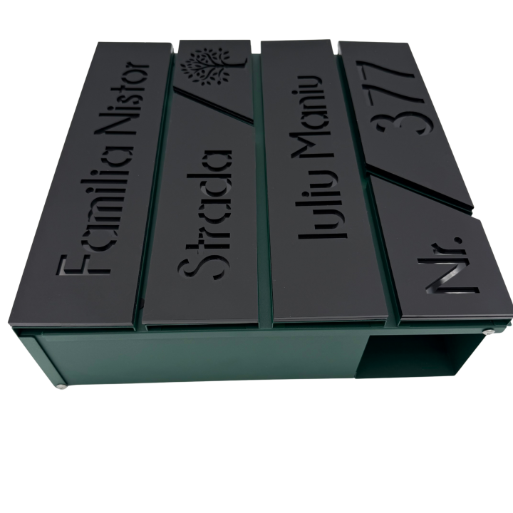 CUTIE POSTALA VERDE - Negru Satinat / Negru Lucios - 37x37x11cm