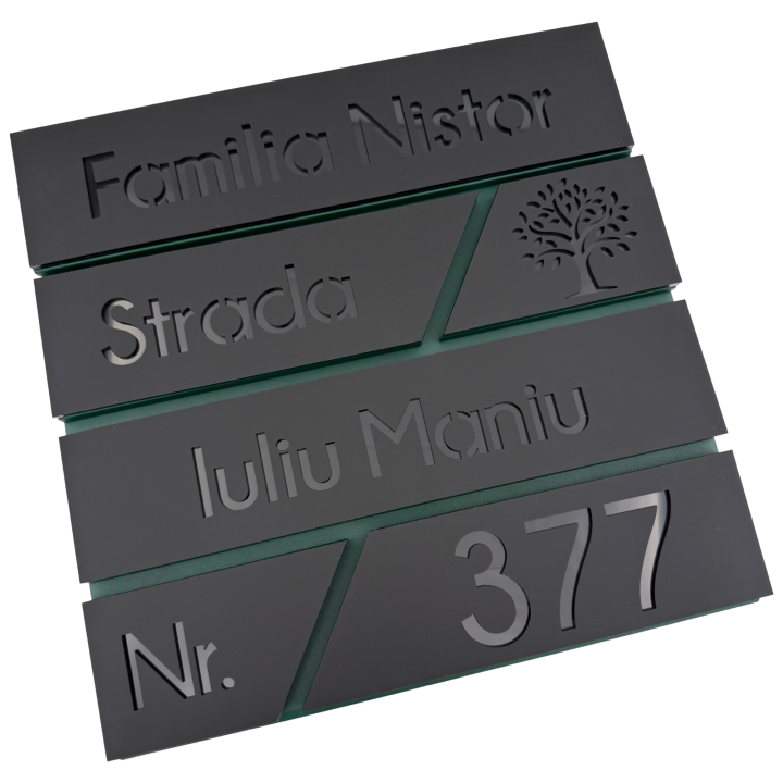 CUTIE POSTALA VERDE - Negru Satinat / Negru Lucios - 37x37x11cm