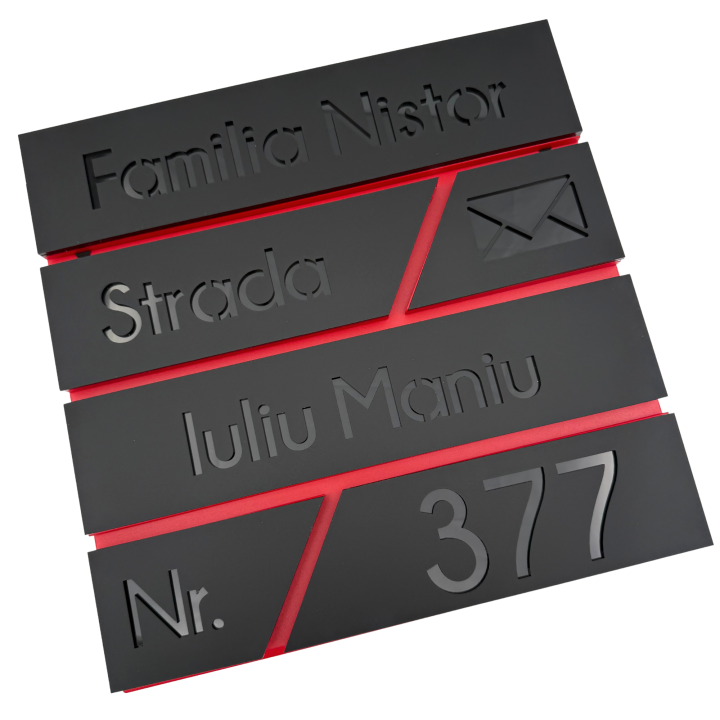 CUTIE POSTALA ROSIE - Negru Satinat / Negru Lucios - 37x37x11cm
