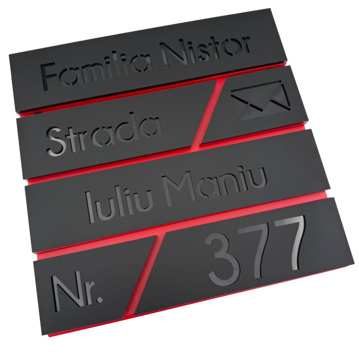 CUTIE POSTALA ROSIE - Negru Satinat / Negru Lucios - 37x37x11cm