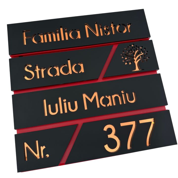 CUTIE POSTALA ROSIE - Negru Satinat / Cupru Oglinda - 37x37x11cm
