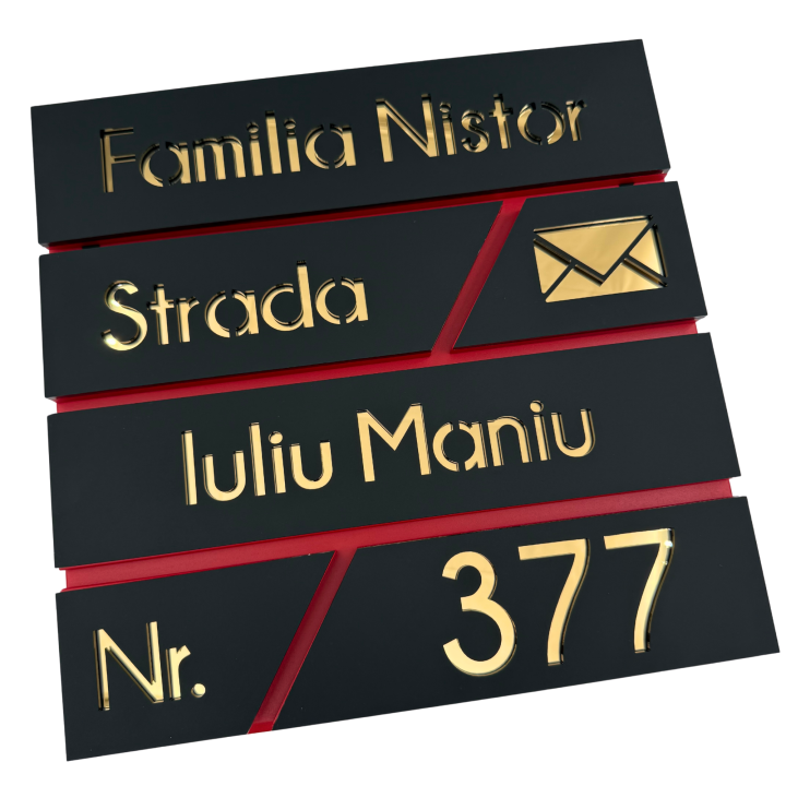 CUTIE POSTALA ROSIE - Negru Satinat / Auriu Oglinda - 37x37x11cm