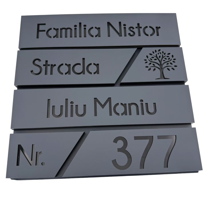 CUTIE POSTALA GRI ANTRACIT - Gri Satinat / Negru Lucios - 37x36x11cm