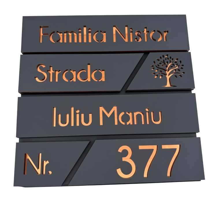 CUTIE POSTALA GRI ANTRACIT - Gri Satinat / Cupru Oglinda - 37x36x11cm