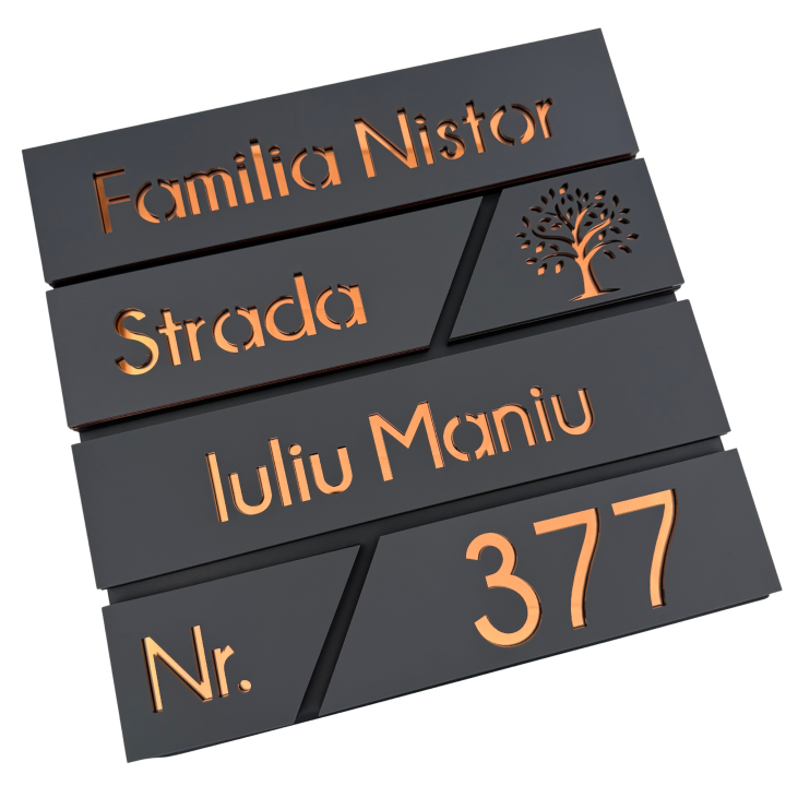 CUTIE POSTALA GRI ANTRACIT - Gri Satinat / Cupru Oglinda - 37x36x11cm
