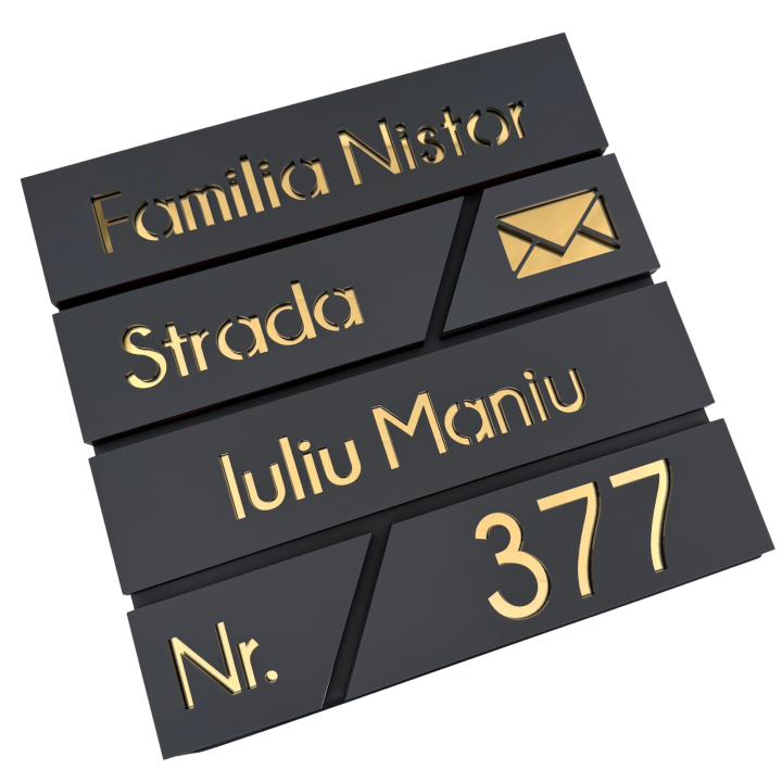 CUTIE POSTALA GRI ANTRACIT - Gri Satinat / Auriu Oglinda - 37x36x11cm