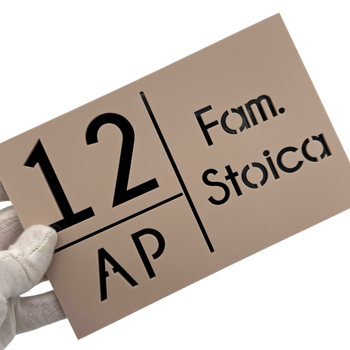 NUMAR APARTMANET PREMIUM - Crem Satinat / Negru Lucios - 20x13cm