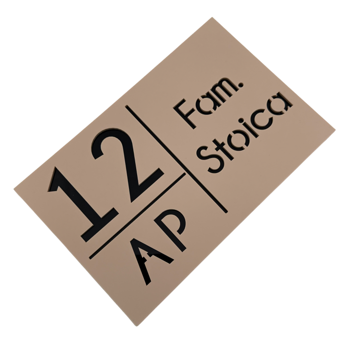 NUMAR APARTMANET PREMIUM - Crem Satinat / Negru Lucios - 20x13cm