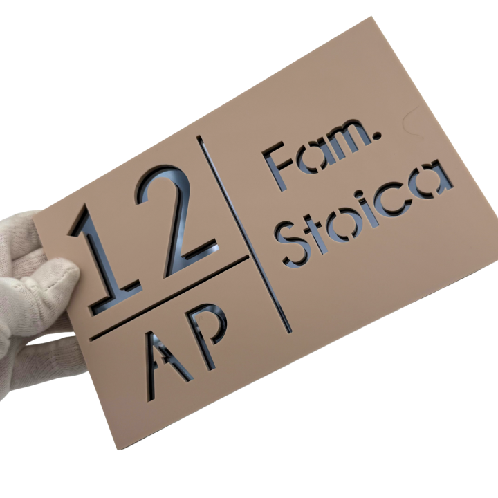 NUMAR APARTMANET PREMIUM - Crem Satinat / Gri Antracit Oglinda - 20x13cm