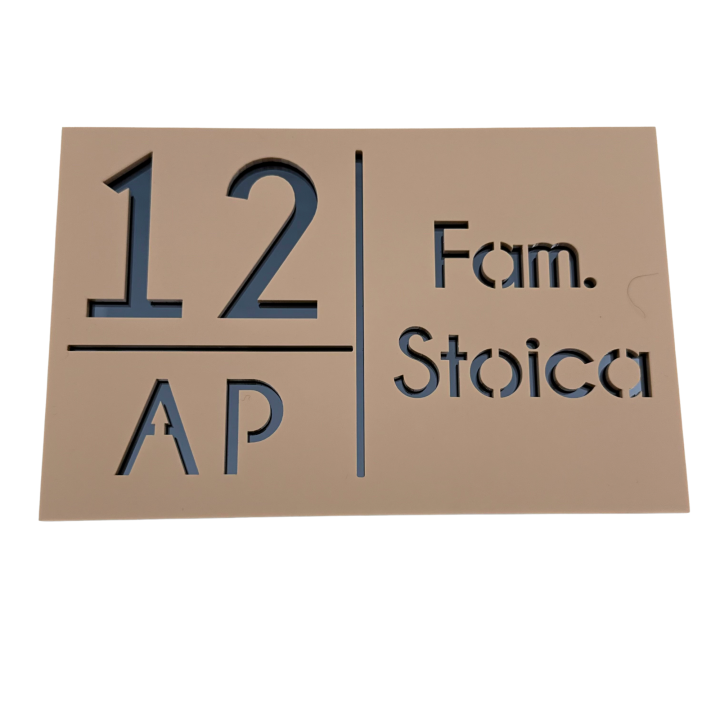 NUMAR APARTMANET PREMIUM - Crem Satinat / Gri Antracit Oglinda - 20x13cm