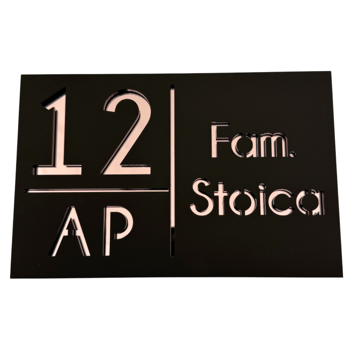 NUMAR APARTMANET PREMIUM - Maro Satinat / Roze Auriu Oglinda - 20x13cm