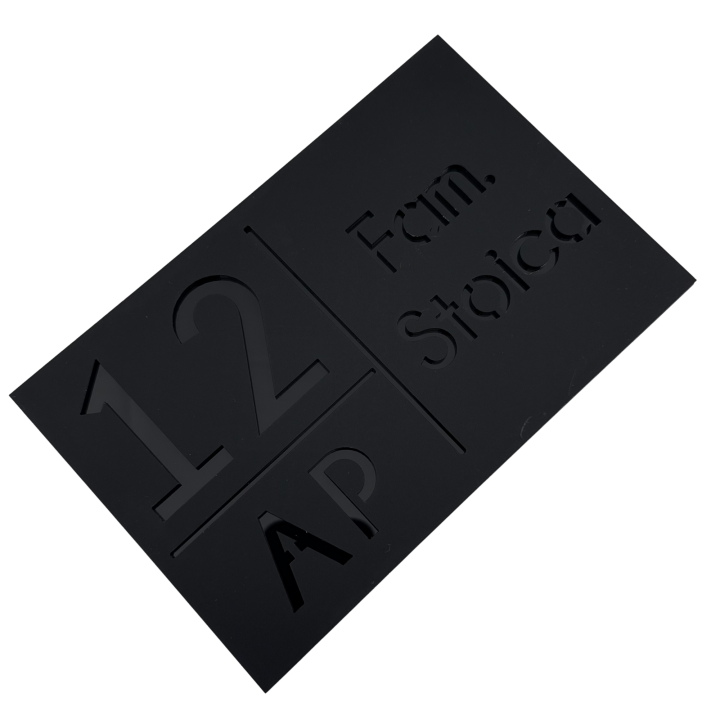 NUMAR APARTMANET PREMIUM - Negru Satinat / Negru Lucios - 20x13cm