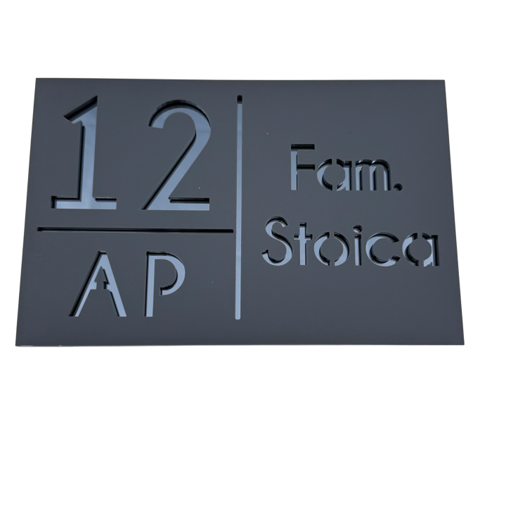 NUMAR APARTMANET PREMIUM - Gri Satinat / Gri Antracit Oglinda - 20x13cm