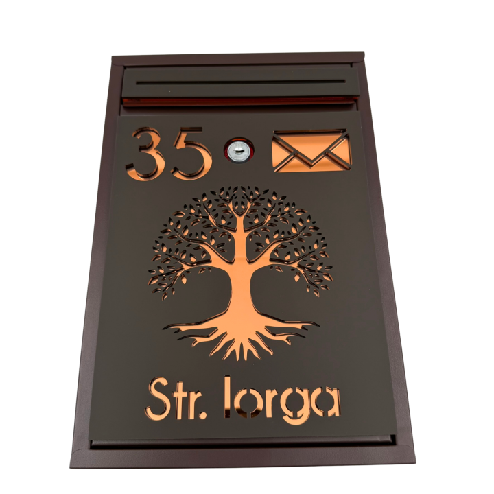 CUTIE POSTALA PERSONALIZATA - Maro Satinat / Cupru Oglinda - 32x22x9cm 🌳