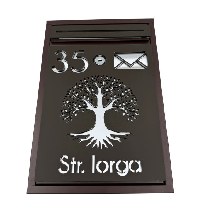 CUTIE POSTALA PERSONALIZATA - Maro Satinat / Argintiu Oglinda - 32x22x9cm 🌳