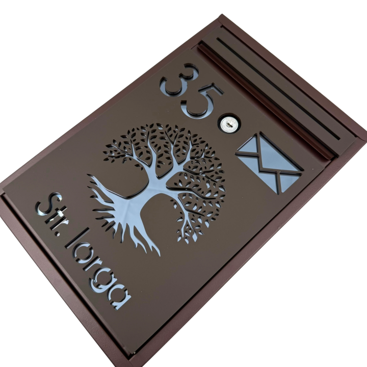 CUTIE POSTALA PERSONALIZATA - Maro Satinat / Gri Antracit Oglinda - 32x22x9cm 🌳